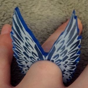 Etched Blue + White Wing Ring 1.75”